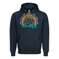 Navy western thanksgiving rainbow with turkey Zipper Hoodie - RanaPortraitStore