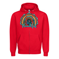 Red western thanksgiving rainbow with turkey Zipper Hoodie - RanaPortraitStore