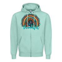 Seafoam western thanksgiving rainbow with turkey Zipper Hoodie - RanaPortraitStore