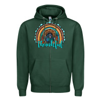 Sports Green western thanksgiving rainbow with turkey Zipper Hoodie - RanaPortraitStore
