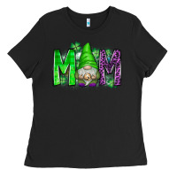 Black st patricks day mom gnome Ladies Tee - CowhideDigitalArt