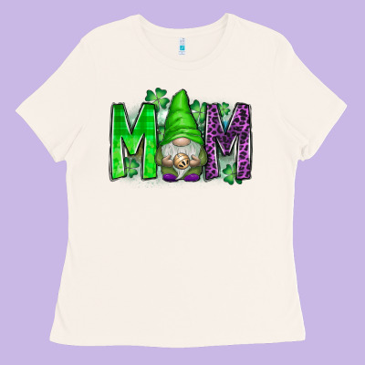 St Patricks Day Mom Gnome Ladies Tee Designed By Cowhidedigitalart