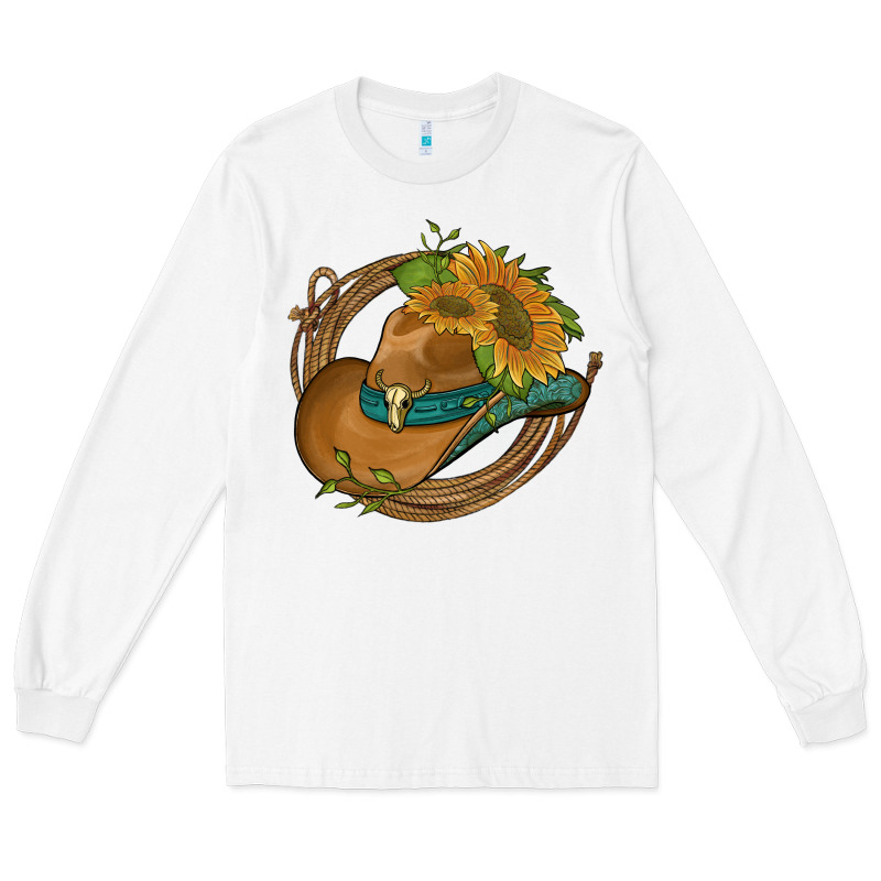 Western Hat With Sunflowers And Rope Long Sleeve Tee by Artiststas | Teevron
