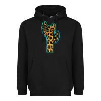 Black Turquoise Leopard Cactus Heavyweight Hoodie - RanaPortraitStore