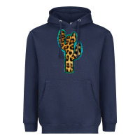 Navy Turquoise Leopard Cactus Heavyweight Hoodie - RanaPortraitStore