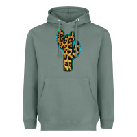 Sage Turquoise Leopard Cactus Heavyweight Hoodie - RanaPortraitStore