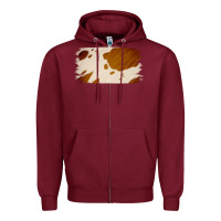Burgundy Cowhide Lightbrown Zipper Hoodie - Jasminsmagicworld