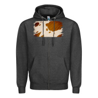 Charcoal Heather Cowhide Lightbrown Zipper Hoodie - Jasminsmagicworld
