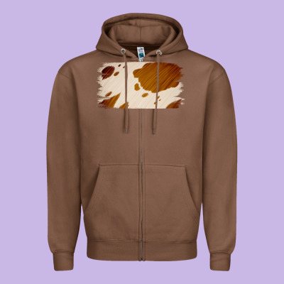 Cowhide Lightbrown Zipper Hoodie Designed By Jasminsmagicworld