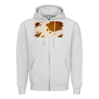 Dove Grey Cowhide Lightbrown Zipper Hoodie - Jasminsmagicworld