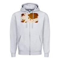 Heather Grey Cowhide Lightbrown Zipper Hoodie - Jasminsmagicworld