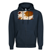 Navy Cowhide Lightbrown Zipper Hoodie - Jasminsmagicworld
