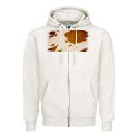 Oatmeal Heather Cowhide Lightbrown Zipper Hoodie - Jasminsmagicworld