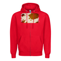 Red Cowhide Lightbrown Zipper Hoodie - Jasminsmagicworld