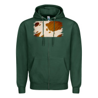 Sports Green Cowhide Lightbrown Zipper Hoodie - Jasminsmagicworld