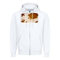 White Cowhide Lightbrown Zipper Hoodie - Jasminsmagicworld