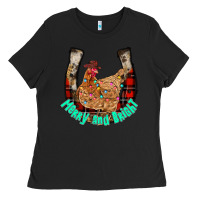 Black horseshoe chicken Ladies Tee - CowhideDigitalArt