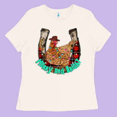 Horseshoe Chicken Ladies Tee Designed By Cowhidedigitalart