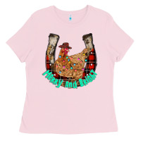 Bubblegum Pink horseshoe chicken Ladies Tee - CowhideDigitalArt