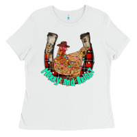 White horseshoe chicken Ladies Tee - CowhideDigitalArt
