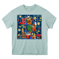 Christmas Ho Ho Ho With Coffee Cups And Ornaments With Plaid Seamless  Heavy Core Tee | Teevron