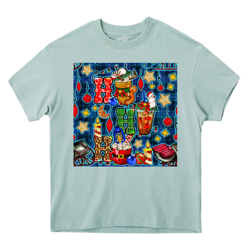 Christmas Ho Ho Ho With Coffee Cups And Ornaments With Plaid Seamless  Heavy Core Tee by BundleAndBundleShop | Teevron