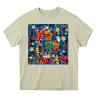 Mossy christmas ho ho ho with coffee cups and ornaments with plaid seamless  Heavy Core Tee - BundleAndBundleShop