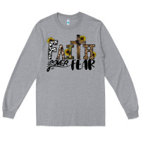 Heather Grey faith over fear Long Sleeve Tee - CowhideDigitalArt