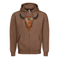 Chestnut Western Tooled Leather Bull Skull Zipper Hoodie - Jasminsmagicworld