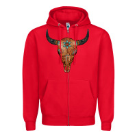 Red Western Tooled Leather Bull Skull Zipper Hoodie - Jasminsmagicworld