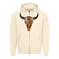 Sandshell Western Tooled Leather Bull Skull Zipper Hoodie - Jasminsmagicworld