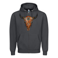 Smoke Western Tooled Leather Bull Skull Zipper Hoodie - Jasminsmagicworld