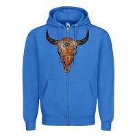 True Royal Western Tooled Leather Bull Skull Zipper Hoodie - Jasminsmagicworld