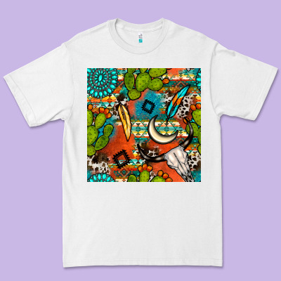 Western Cactus Aztec Seamless Pattern Premium Tee Designed By Bundleandbundleshop