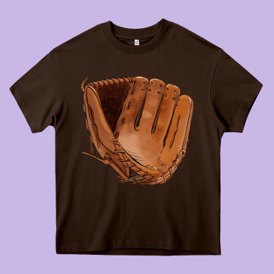 Baseball Glove Heavy Core Tee Designed By Fadigitalartstudio