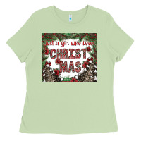 Matcha just a girl who loves christmas Ladies Tee - CowhideDigitalArt