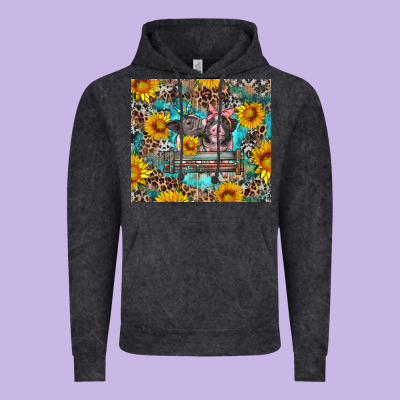 Baby Pigs With Leopard Cowhide And Sunflowers Vintage Hoodie Designed By Artiststas