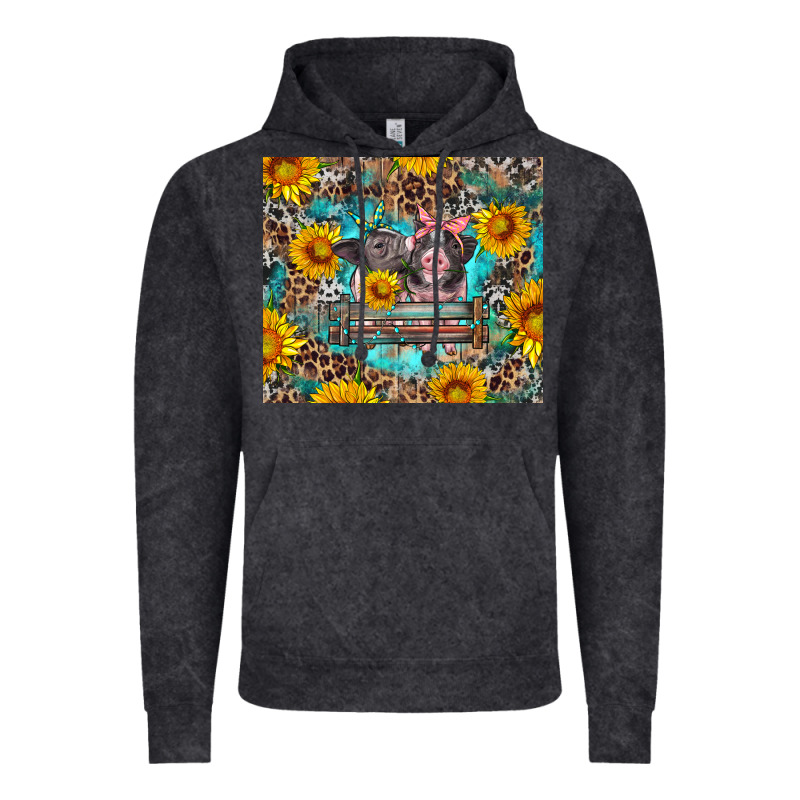 Baby Pigs With Leopard Cowhide And Sunflowers Vintage Hoodie by Artiststas | Teevron