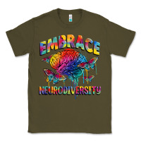Army Green Embrace neurodiversity Autism Classic Tee - FaDigitalArtStudio