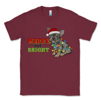 Burgundy merry and bright french bulldog Classic Tee - RanaPortraitStore