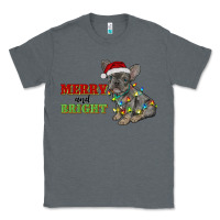 Charcoal Heather merry and bright french bulldog Classic Tee - RanaPortraitStore