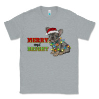 Heather Grey merry and bright french bulldog Classic Tee - RanaPortraitStore