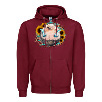 Burgundy Sunflower Leopard Hedgehog Zipper Hoodie - Jasminsmagicworld