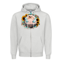 Dove Grey Sunflower Leopard Hedgehog Zipper Hoodie - Jasminsmagicworld
