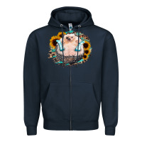 Navy Sunflower Leopard Hedgehog Zipper Hoodie - Jasminsmagicworld