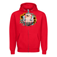 Red Sunflower Leopard Hedgehog Zipper Hoodie - Jasminsmagicworld