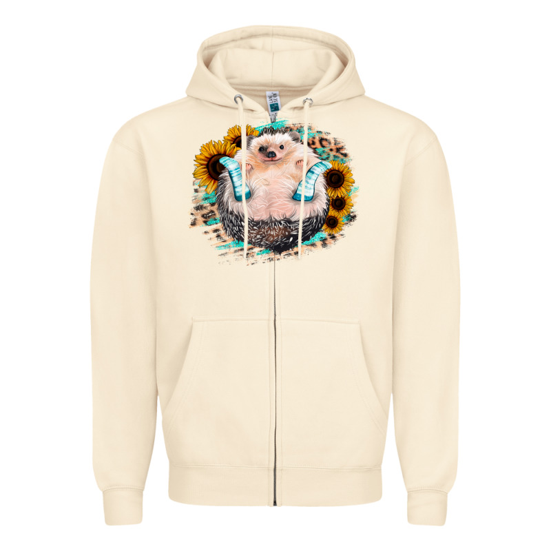 Sunflower Leopard Hedgehog Zipper Hoodie by Jasminsmagicworld | Teevron