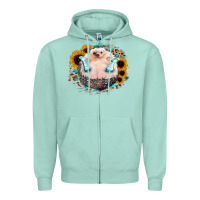 Seafoam Sunflower Leopard Hedgehog Zipper Hoodie - Jasminsmagicworld