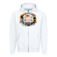 White Sunflower Leopard Hedgehog Zipper Hoodie - Jasminsmagicworld