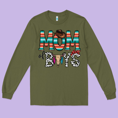 Mom Of Boys Long Sleeve Tee Designed By Cowhidedigitalart